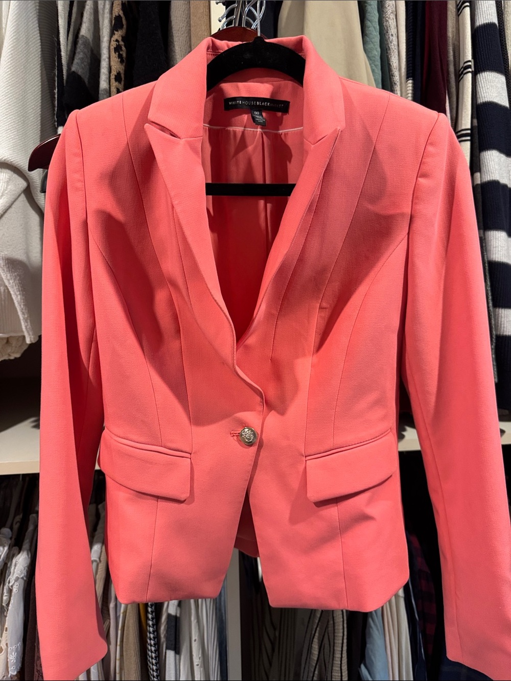 White House Black Market Coral Pink Single-Button Blazer
